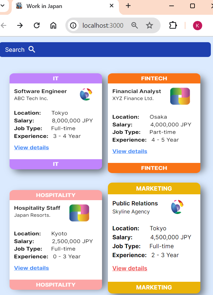 Responsive job listing and filtering